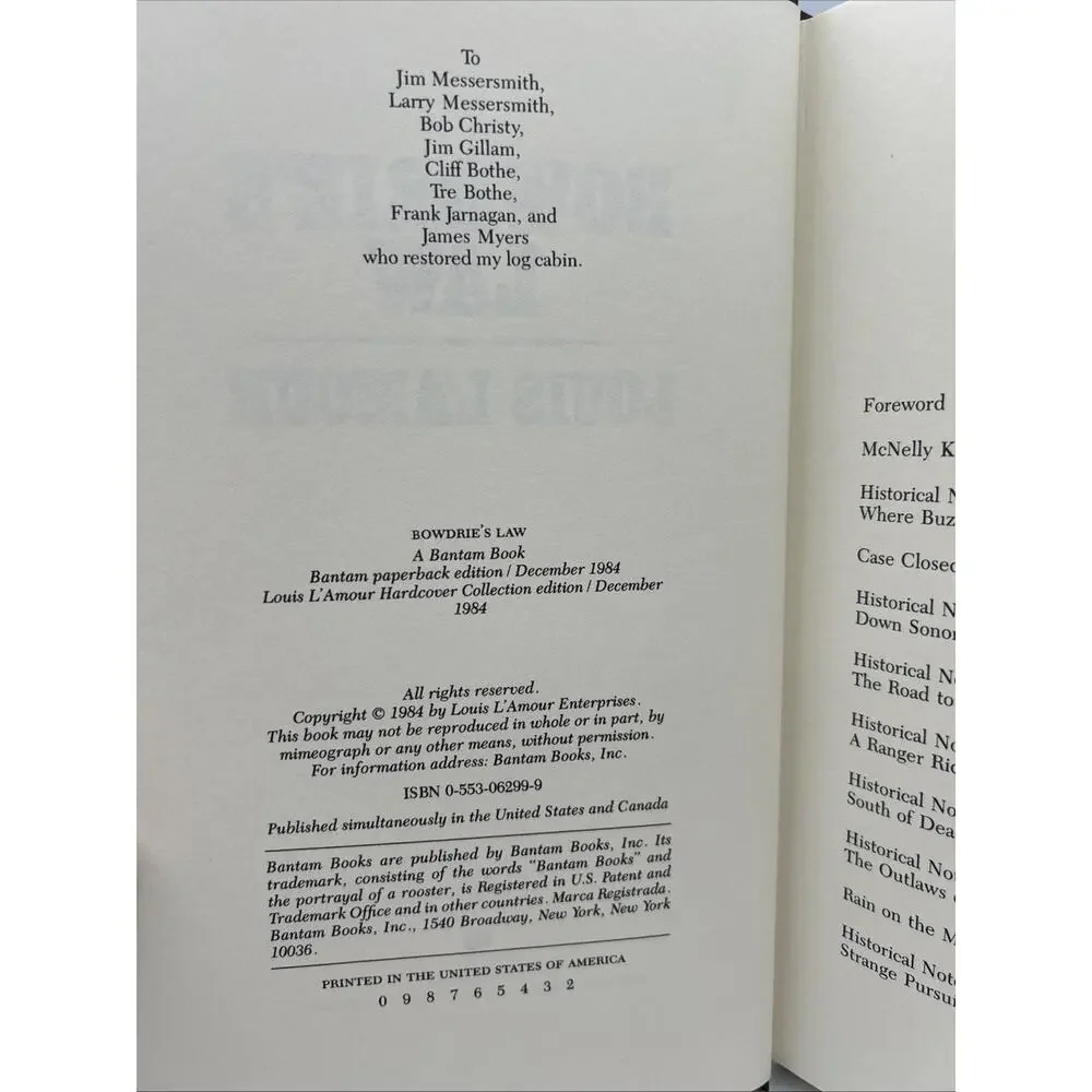 BOWDRIE'S LAW • Louis L'Amour • Leatherette Collection Bantam Books Like New